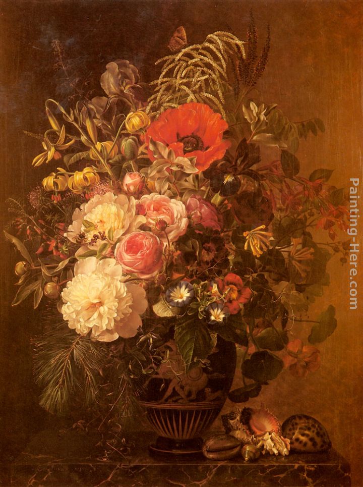 Johan Laurentz Jensen A Still Life with Flowers in a Greek Vase